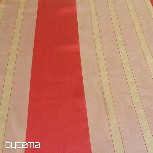 Cortina de voile naranja dorado con rayas rojas