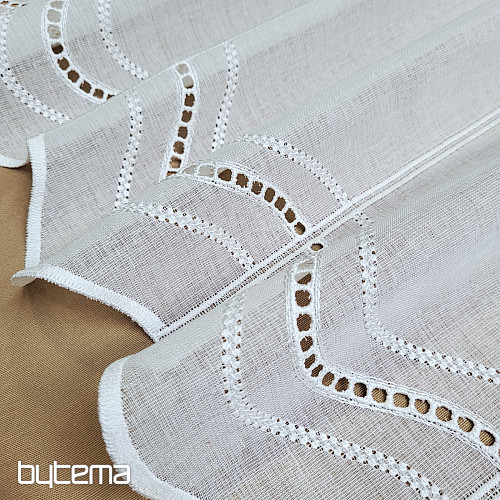 Cortina bordada moderna V52 blanco crema