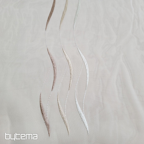 Cortina de gasa con bordado beige Gerster 195/0200