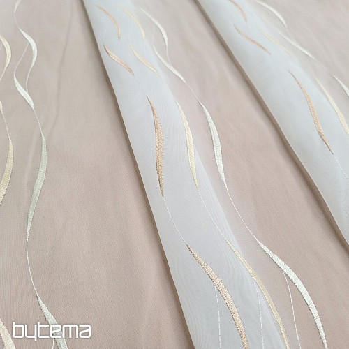 Cortina de gasa con bordado beige Gerster 195/0200