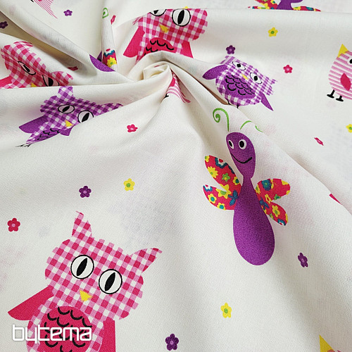 Tela decorativa infantil BÚHOS Y MARIPOSAS MORADOS