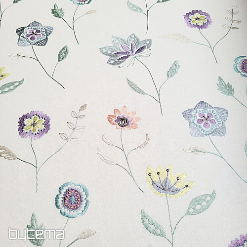 Tela decorativa bordada con flores RICHMOND violeta