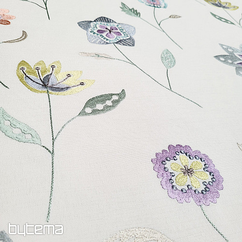 Tela decorativa bordada con flores RICHMOND violeta