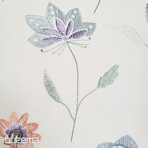 Tela decorativa bordada con flores RICHMOND violeta