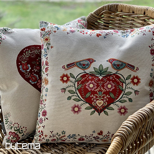 Funda de cojín tapiz CORAZONES Y PÁJAROS