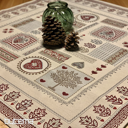 Mantel y pañuelo tapiz CORAZÓN ENCAJE