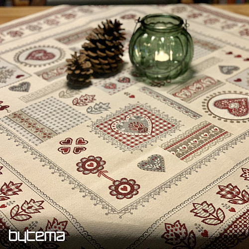 Mantel y pañuelo tapiz CORAZÓN ENCAJE