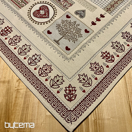 Mantel y pañuelo tapiz CORAZÓN ENCAJE