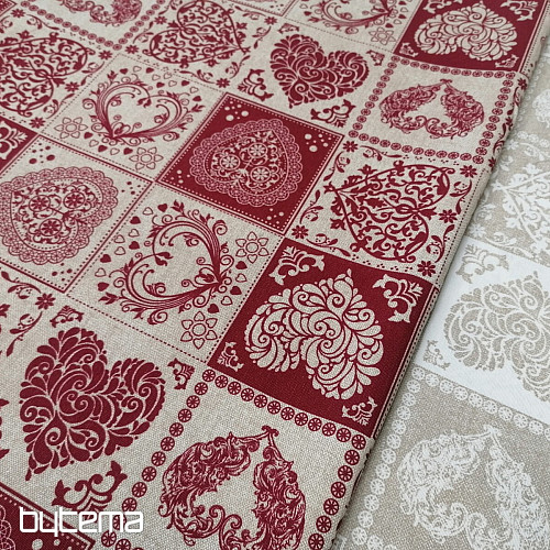 Tela decorativa AMORE GRANATE rojo