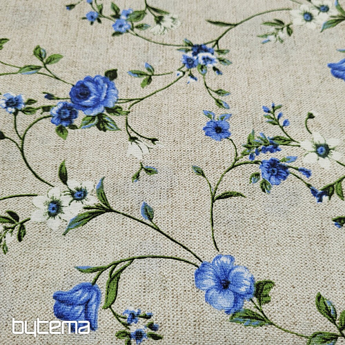 Tela decorativa Flores RAME azul