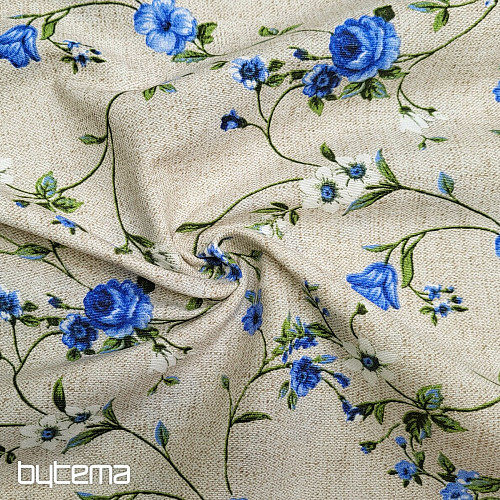 Tela decorativa Flores RAME azul
