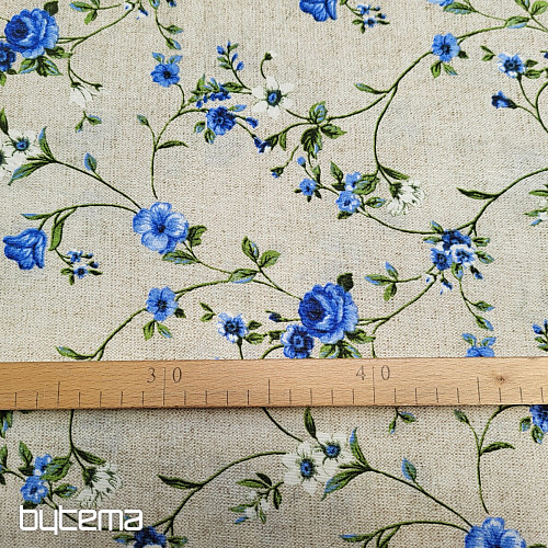 Tela decorativa Flores RAME azul