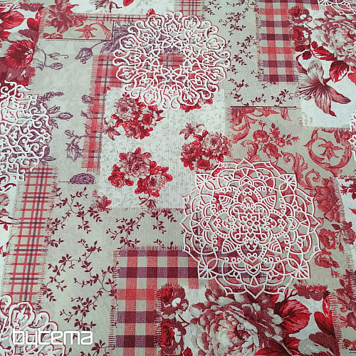 Tela decorativa CINTIA flores rojo