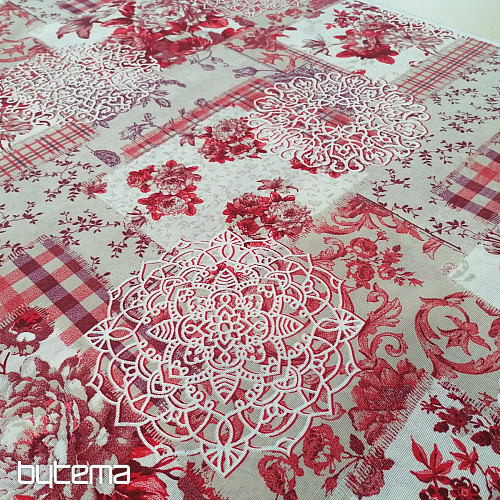Tela decorativa CINTIA flores rojo