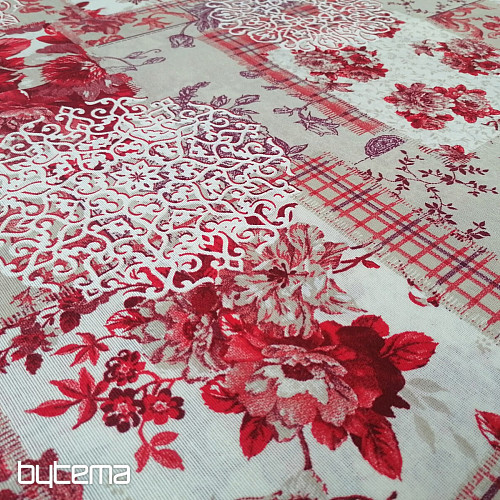 Tela decorativa CINTIA flores rojo