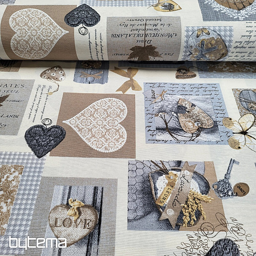 Tela decorativa CORAZÓN SHABBY beige