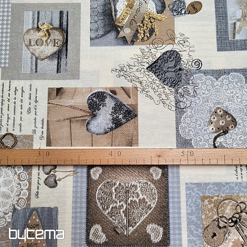 Tela decorativa CORAZÓN SHABBY beige