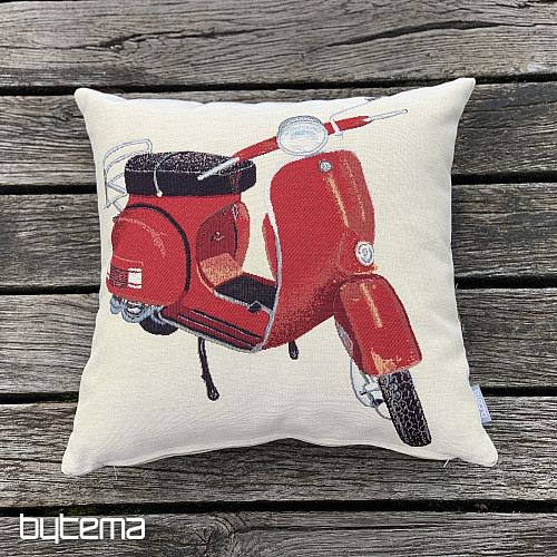 Funda de almohada tapizada VESPA SCOOTER ROJA