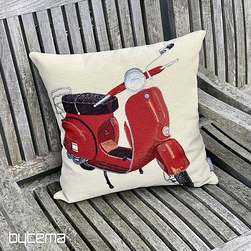 Funda de almohada tapizada VESPA SCOOTER ROJA