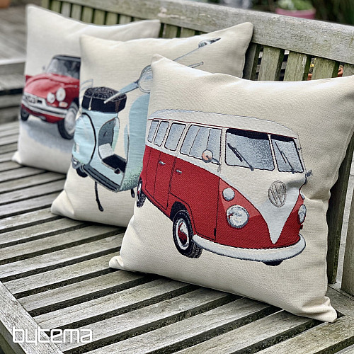 Funda de cojín tapiz VW BUS ROJO