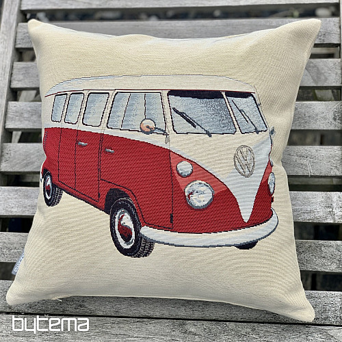 Funda de cojín tapiz VW BUS ROJO