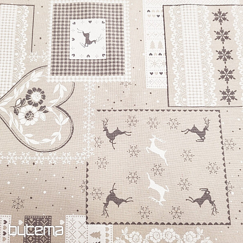 Tela navideña decorativa CASA gris