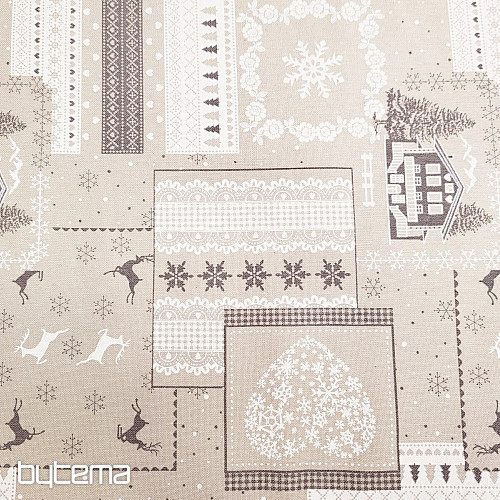 Tela navideña decorativa CASA gris