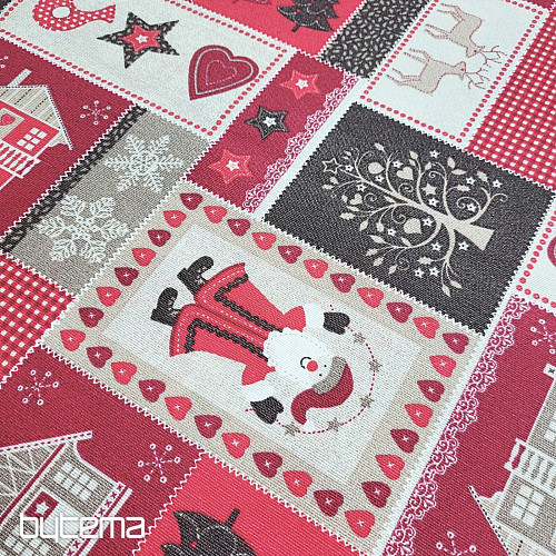 Tela decorativa navideña REGALO DE NAVIDAD rojo-gris