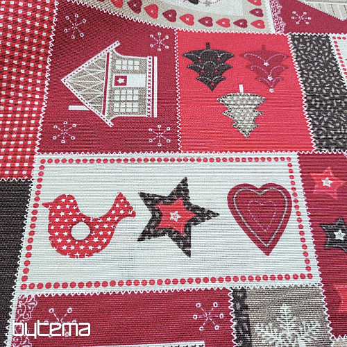 Tela decorativa navideña REGALO DE NAVIDAD rojo-gris