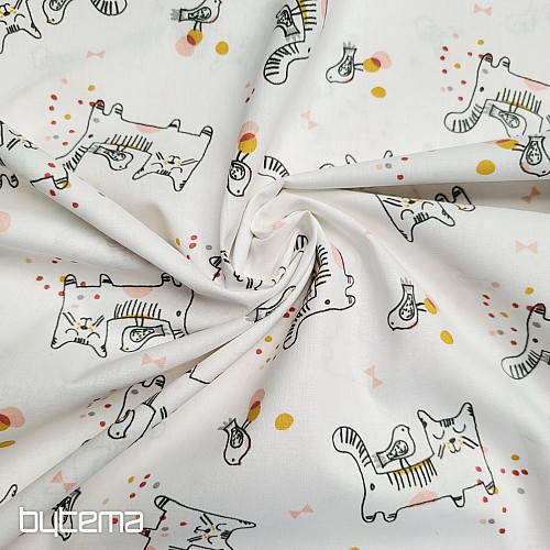 Tela de algodón GATO CON PÁJARO