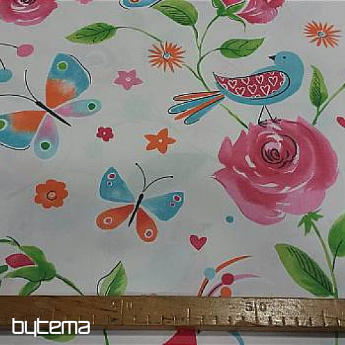 Tela decorativa PÁJAROS rosa