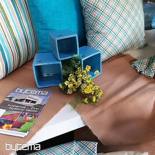 Funda de cojín decorativa EUGEN STRIP turquesa-marrón