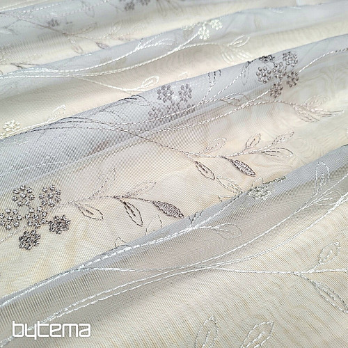 Cortina de lujo bordada GERSTER 11443 blanco - beige