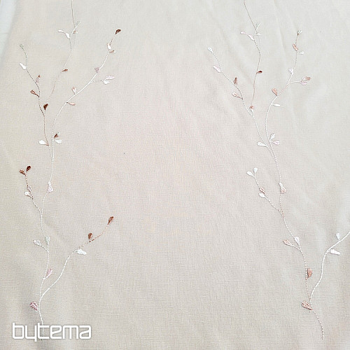 Cortina de lujo bordada GERSTER 11545 blanco - salmón