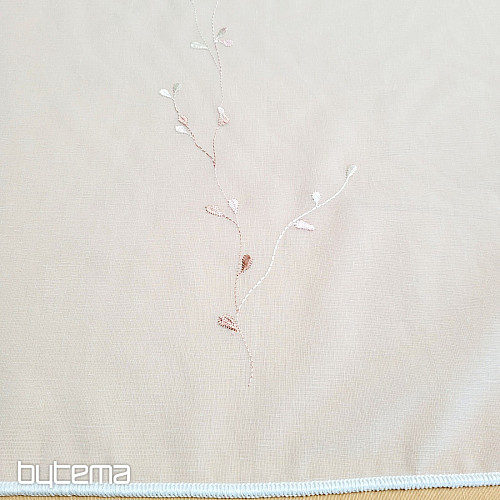 Cortina de lujo bordada GERSTER 11545 blanco - salmón