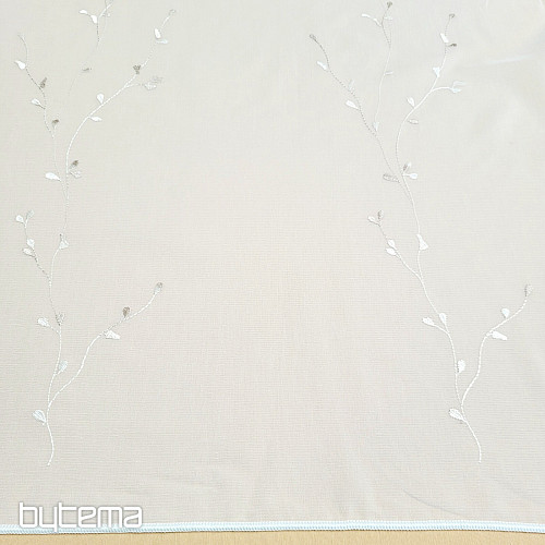 Cortina de lujo bordada GERSTER 11545 blanco-beige