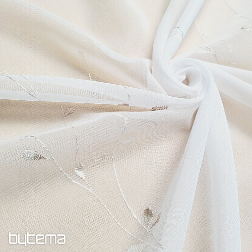 Cortina de lujo bordada GERSTER 11545 blanco-beige
