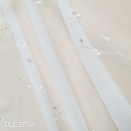 Cortina de lujo bordada GERSTER 11545 blanco-beige