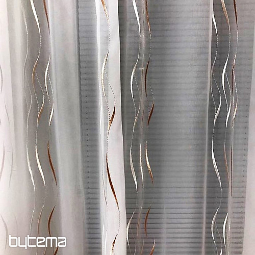 Cortina de gasa con bordado beige Gerster 195/0200