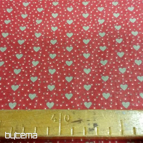 Tela de algodón MINI HEART 01 crema, corazón rojo