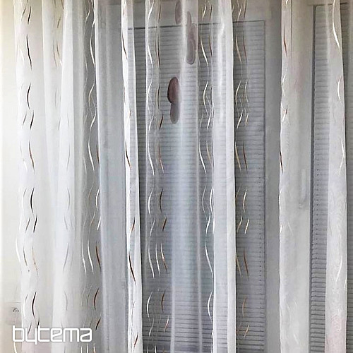 Cortina de gasa con bordado beige Gerster 195/0200