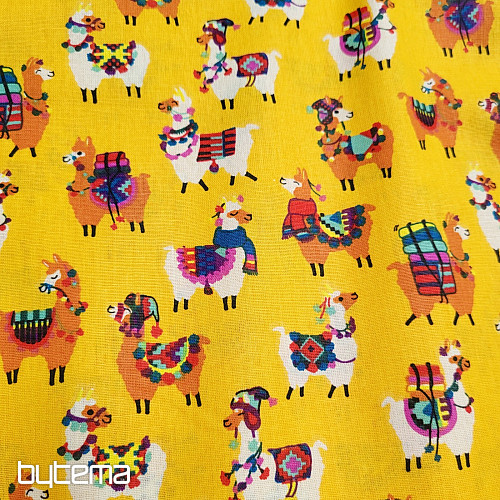 Tela decorativa LAMA amarilla