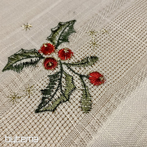 Mantel y pañuelos navideños bordados VELA