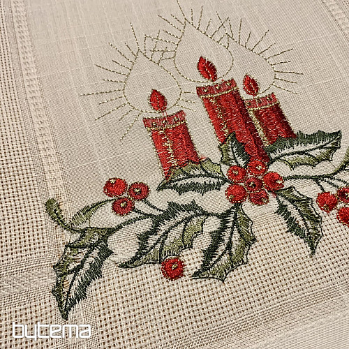 Mantel y pañuelos navideños bordados VELA