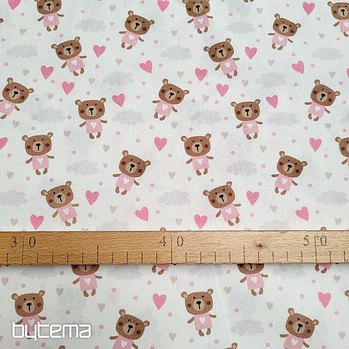 Tela de algodón LOVE BEAR rosa