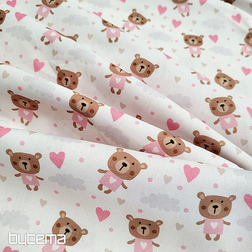 Tela de algodón LOVE BEAR rosa