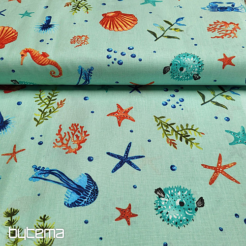 Tela decorativa MARISCOS turquesa