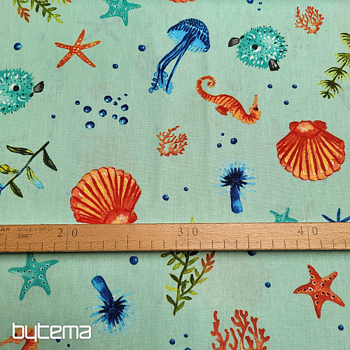 Tela decorativa MARISCOS turquesa