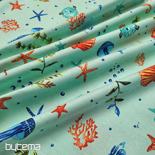 Tela decorativa MARISCOS turquesa