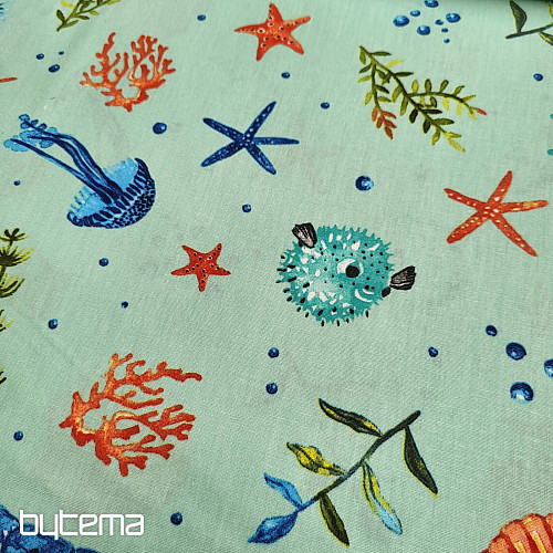 Tela decorativa MARISCOS turquesa